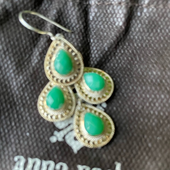 Anna Beck | 18K Gold-Plated Chrysoprase Chandelier Earrings - Picture 6 of 14